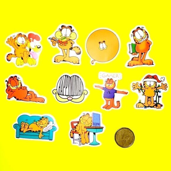 3/$20 Brand New 10x Garfield Waterproof Stickers - Picture 1 of 1